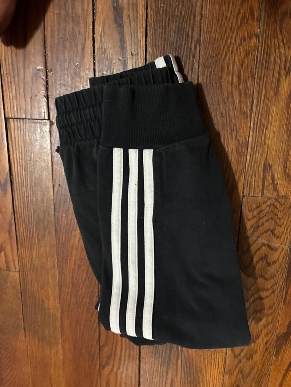 adidas Black Track Pants with White Three-Stripes like new